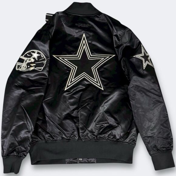 Pro Standard NFL Dallas Cowboys Black Gold Satin Varsity Jacket Mens Size L - Picture 2 of 5